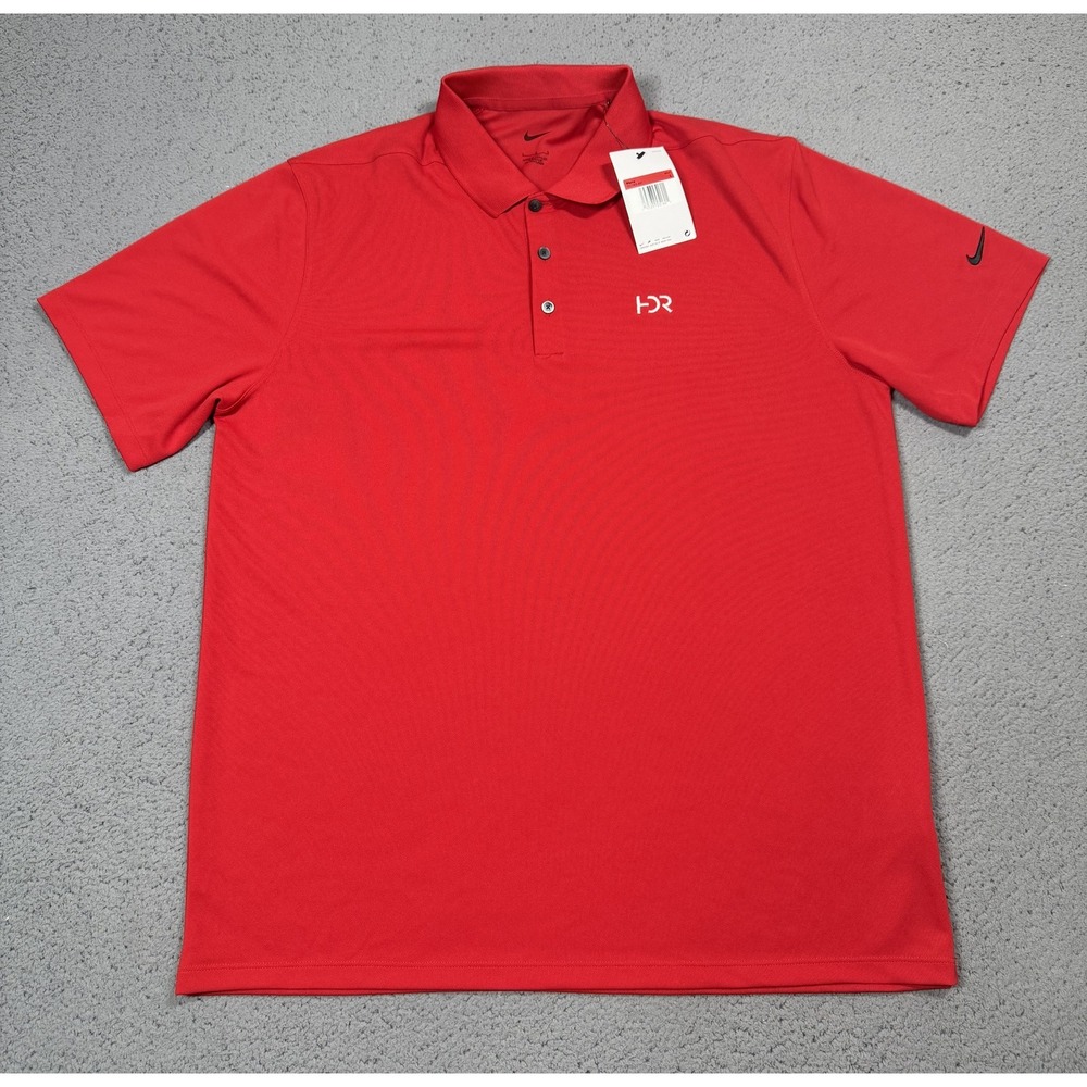 NWT Nike Golf Polo Shirt Mens Large Red Dri-FIT Victory HDR Logo DC1963-657
